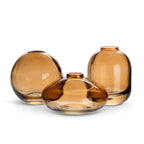 Amber Glass Bud Vase Set of 3