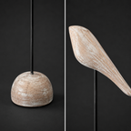 Whitewashed Wood Bird Sculptures – Set of 2