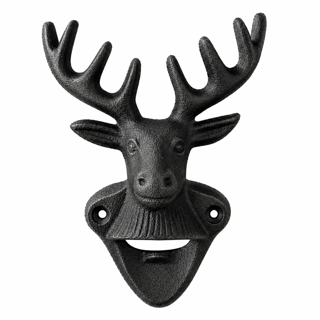 Cast Iron Stag Head Wall-Mounted Bottle Opener