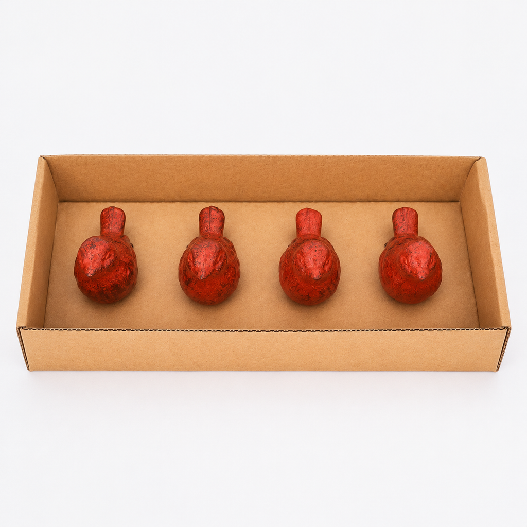 Cast Iron Plump Tiny Bird Card/Photo Holders – Set of 4 - 2 colours