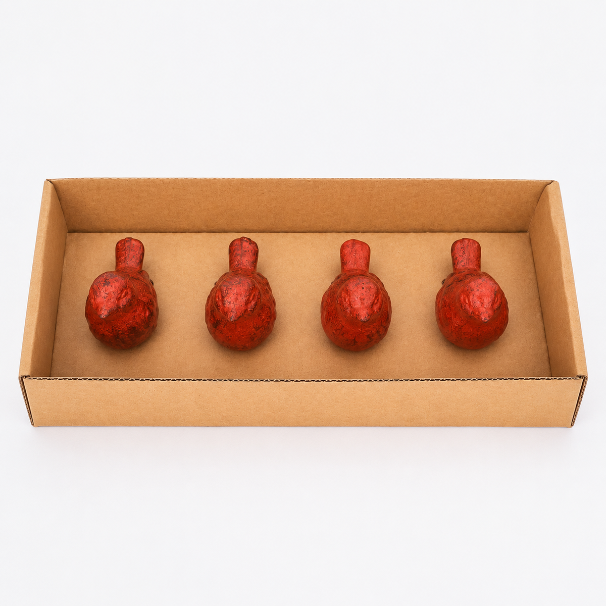 Cast Iron Plump Tiny Bird Card/Photo Holders – Set of 4 - 2 colours