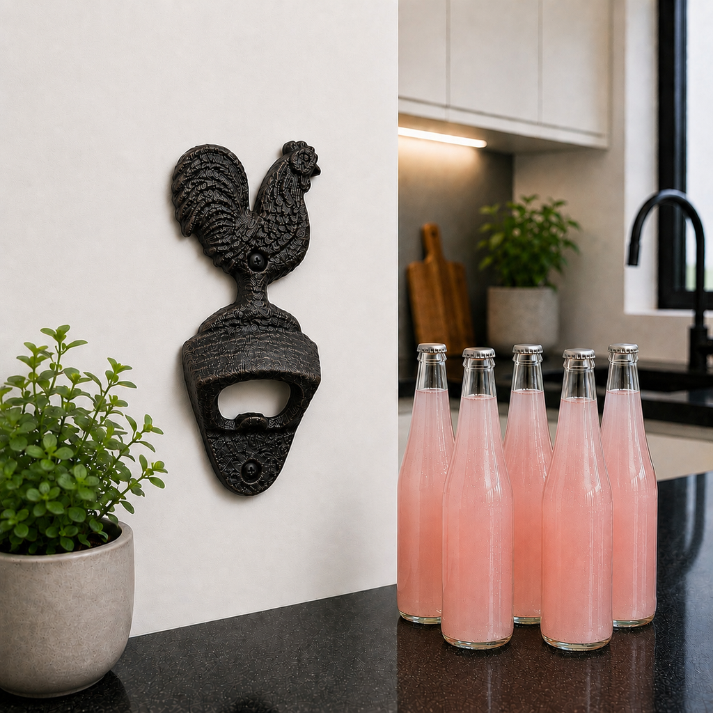 Cast Iron Rooster Wall-Mounted Bottle Opener - 2 colours