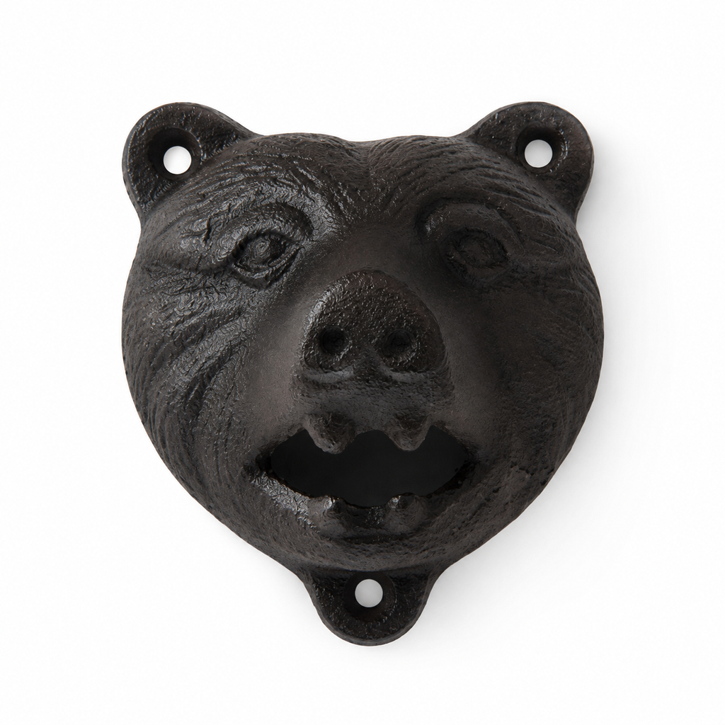 Cast Iron Bear Head Wall-Mounted Bottle Opener
