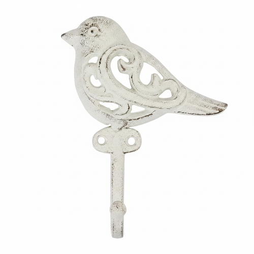 Antique White Bird Hook - Full View