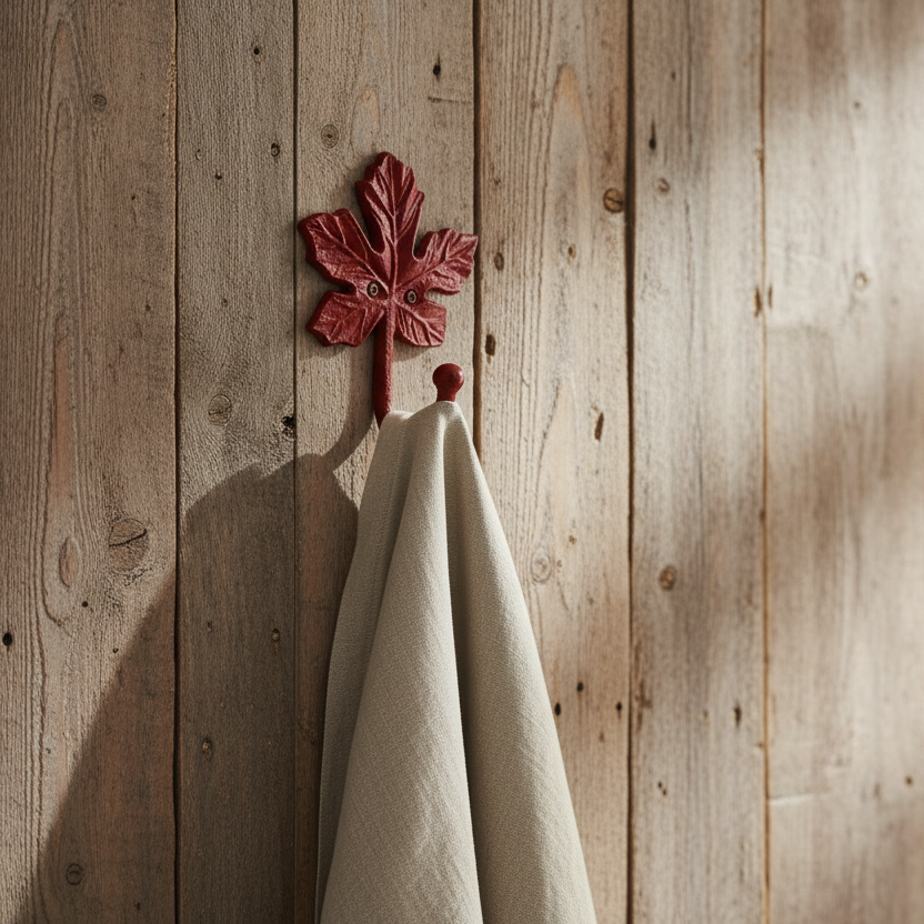 Cast Iron Maple Leaf Wall Hook – Cottage Setting