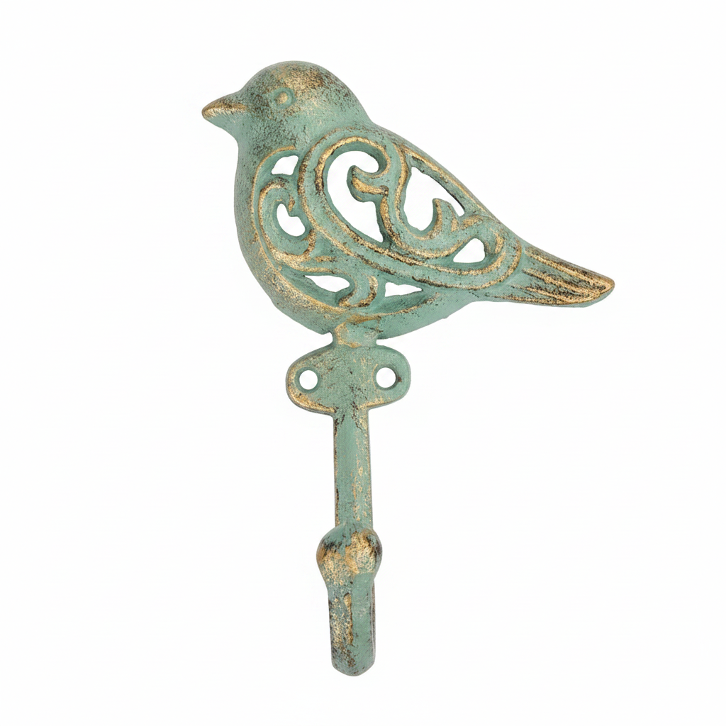 Teal Gold Bird Hook