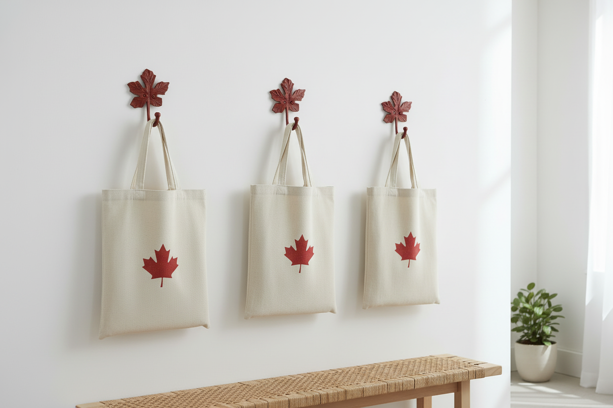 Three Maple Leaf Hooks with Canvas Bags